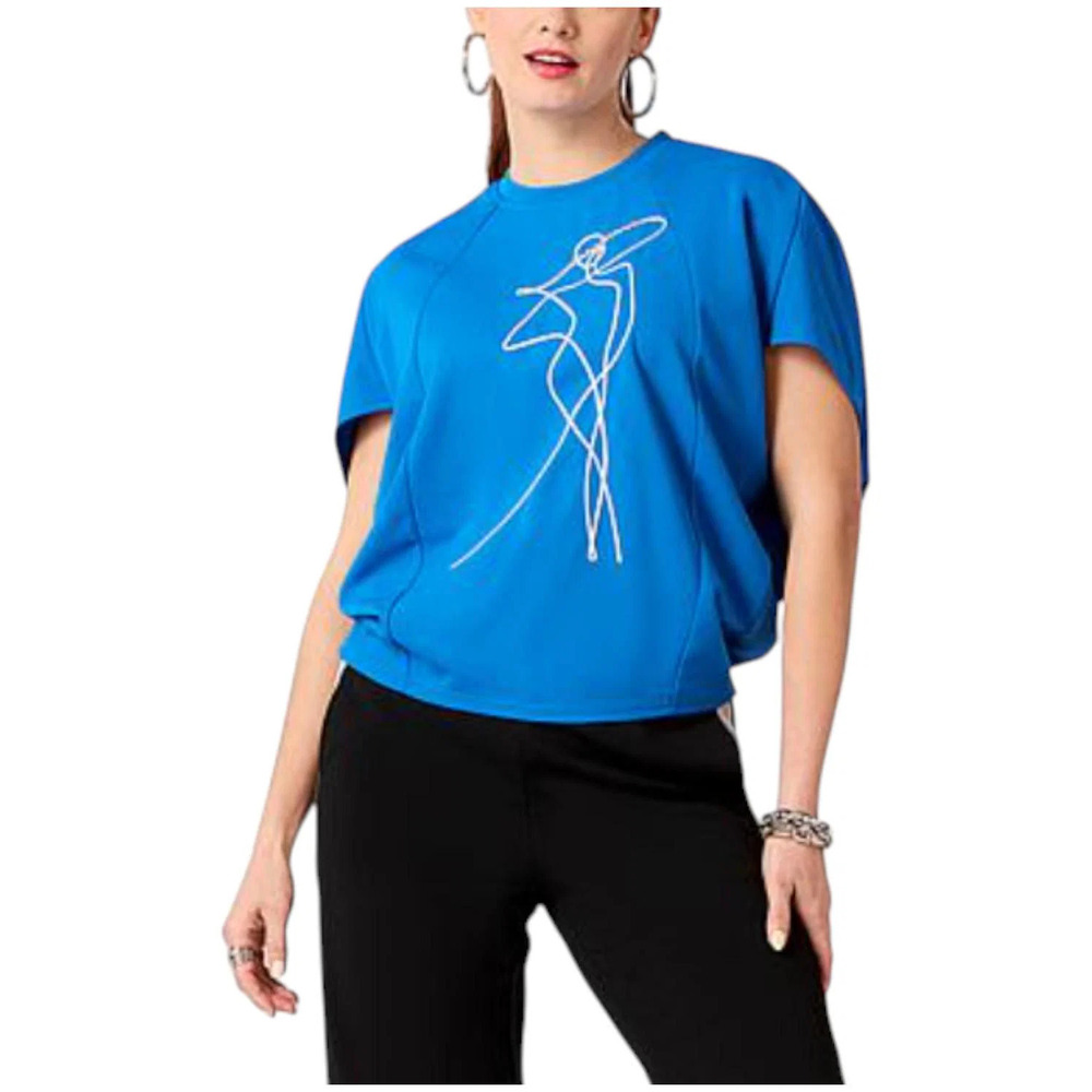 Vivica A. Fox Women's Collection Luxe Crepe Knit Top Vivid Blue - Regular